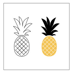 Pineapple yellow gray icons set Royalty Free Vector Image