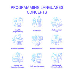 programming languages blue gradient concept icons vector image