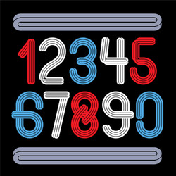 set of funky rounded numbers made with parallel vector image