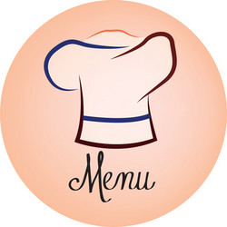 an isolated menu label with a chef hat and text vector image