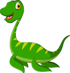 Cartoon green dinosaur on white background Vector Image