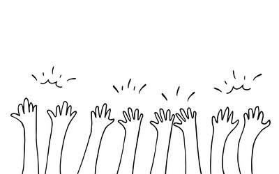 Hand drawn of simple hands clapping ovation vector