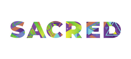 sacred concept retro colorful word art Vector Image