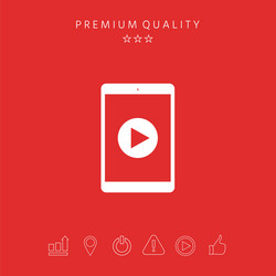 tablet with play button icon vector image