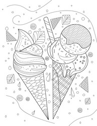 two ice cream cones with background of falling vector image