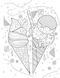 Two ice cream cones with background of falling vector