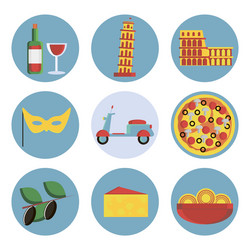 Italy flat icons set vector