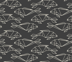 seamless linear abstract polygon fish pattern vector image
