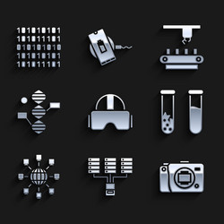 set virtual reality glasses server data web vector image