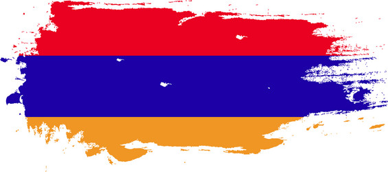 grunge brush stroke with armenia national flag vector