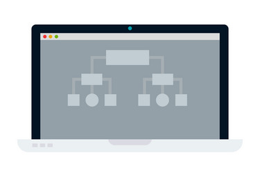 Laptop screen with program development elements vector