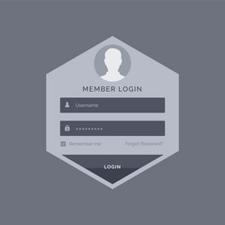 member login form ui template design in hexagonal vector image