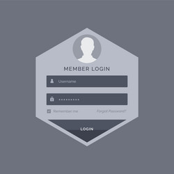 Member login form ui template design in hexagonal vector