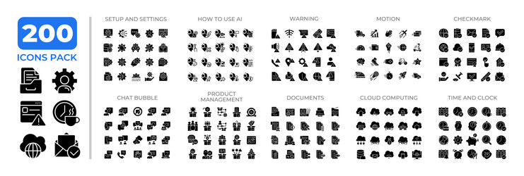 modern computer technology glyphs icon set vector image