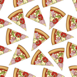 Seamless pattern color pizza with bacon vector