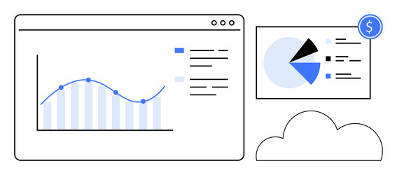 data analytics dashboard with graphs and charts vector image