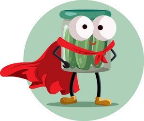 jar of pickles wearing superhero cape mascot vector