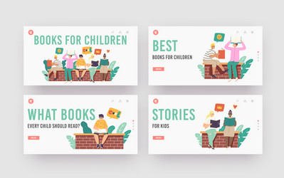 Books for children landing page template set kids vector