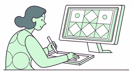 digital designer working on geometric user vector image