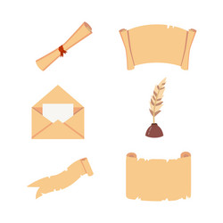 old paper scroll set retro document script vector image