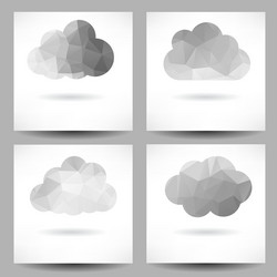 Set of backgrounds with triangular clouds vector