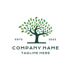 Tree branch leaf logo design icon Royalty Free Vector Image