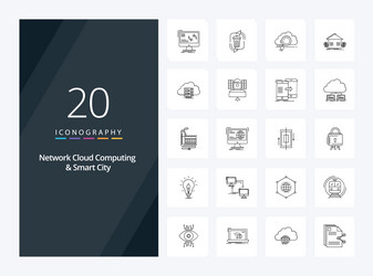 20 network cloud computing and smart city outline vector image