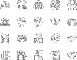 commitment line icons signs set outline vector