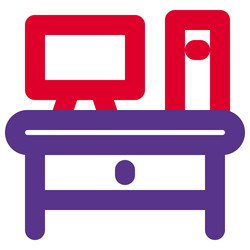 computer table setup for workplace vector image