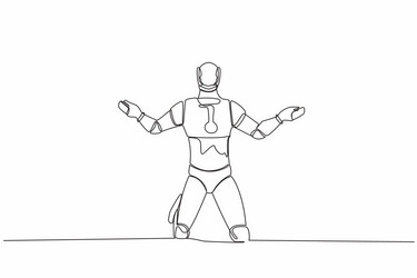 continuous one line drawing robot despair suffer vector image