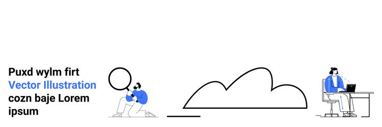 man analyzing with magnifier and individual vector image