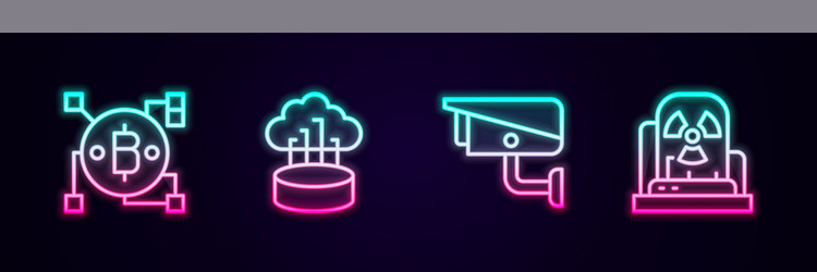 set line blockchain technology bitcoin network vector image