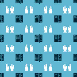 set notebook and rubber gloves on seamless pattern vector image