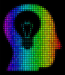 Spectral colored dot light bulb icon Royalty Free Vector