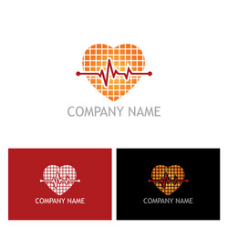 Heart beat pulse love logo vector