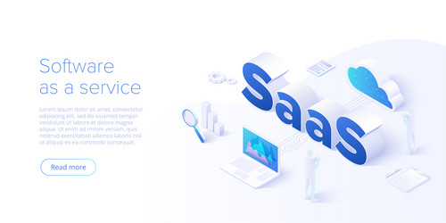 saas isometric software as service or on-demand vector