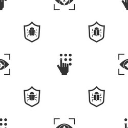 set eye scan password protection and system bug vector image