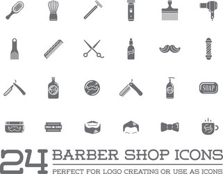 set of barber shop elements and shave icons Vector Image