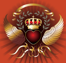 Abstract background with crown and wings Vector Image