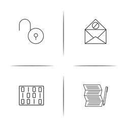 cyber security simple linear icon setsimple vector image