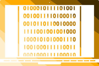 laptop with binary code icon vector image