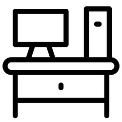 computer table setup for workplace vector image