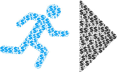 Exit direction collage of dollar and dots vector