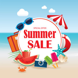 Summer Sale Beach Banner Template Vector Image
