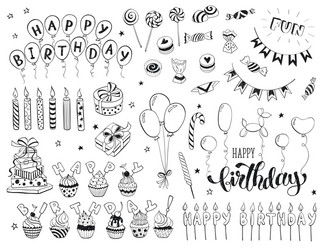 Birthday Doodle Icons Vector Image