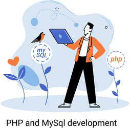 php and mysql development software website vector image