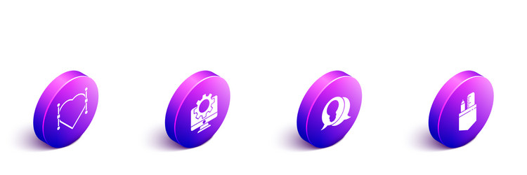 set isometric heart with bezier curve computer vector image