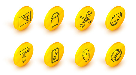 set line wrench and arrows as workflow settings vector image