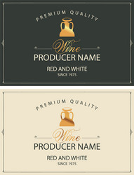 set two wine labels with golden jug vector