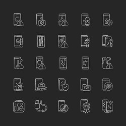 Smartphone repair chalk white icons set on dark vector